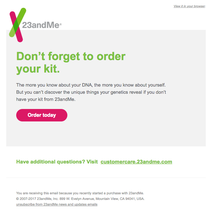 23andMe در در رها سبد خرید ایمیل